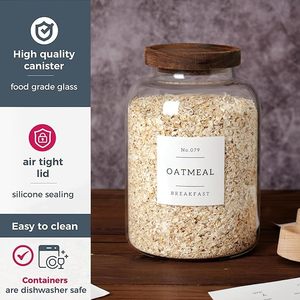 Grand récipient de stockage en <span class=keywords><strong>verre</strong></span> borosilicate de grande capacité avec couvercle hermétique en <span class=keywords><strong>bois</strong></span> d'acacia, pot alimentaire en <span class=keywords><strong>verre</strong></span> hermétique pour cuisine, vente en gros - Product Image 3