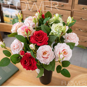 人造花奶油玫瑰制造商植物批发用于婚礼装饰工艺品丝绸布手工塑料花 - Product Image 2