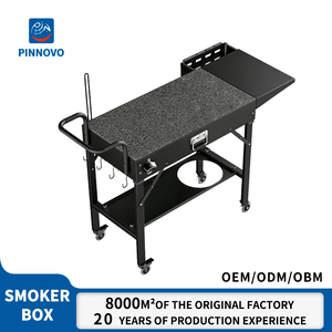 Carrito de Barbacoa de Acero Inoxidable Pinnovo de 2 Niveles para Preparación de Alimentos al Aire Libre, Mesa Rodante - Product Image 1