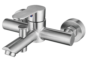 Robinet de <span class=keywords><strong>douche</strong></span> mural moderne en nickel brossé, <span class=keywords><strong>mitigeur</strong></span> de baignoire à poignée unique avec inverseur, finition en acier inoxydable pour salle de bain - Product Image 3