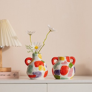 MSH Modern Geometric Ceramic <strong>Vase</strong> with <strong>a</strong> Wide Mouth <strong>Light</strong> Luxury High End <strong>Vase</strong> <strong>for</strong> Office - Product Image 5