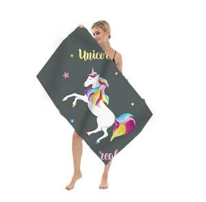 Serviette de plage en microfibre de daim de qualité supérieure à séchage rapide sans sable <span class=keywords><strong>super</strong></span> douce avec des feuilles tropicales motif de sport tricoté imprimé <span class=keywords><strong>licorne</strong></span> - Product Image 1