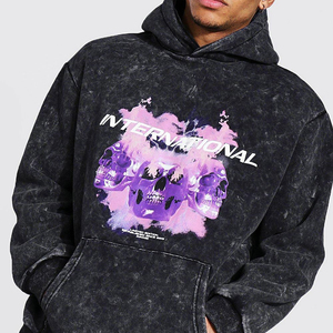 Ensemble de survêtement personnalisé léger pour sweat à capuche zippé et pantalon de jogging évasé, 100% coton, délavé à l'acide, respirant, pour l'hiver - Product Image 2