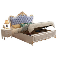 Elande Amerikanisches Modernes Luxus-Doppelbett aus Massivholz mit Stauraum, Rot Gepolstert, Anpassbare Größen (1,8m/1,5m/2m), Schlafzimmermöbel