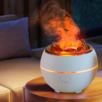 Diffuseur d'huiles essentielles aromathérapie innovant 7 couleurs USB Mini Volcano de bureau brume froide flamme simulée 350ml pour le yoga à domicile