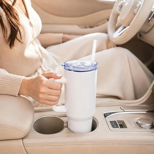 Gobelets isothermes en acier inoxydable de 40 oz avec poignée, flacons sous vide isolés, isolation thermique de 6 à 12 heures, tasse de voyage blanche pour le bureau, écologique - Product Image 6
