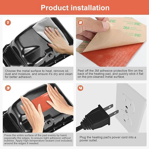 2PCS Thermostat de chauffage de carter d'huile de bloc moteur 150W <span class=keywords><strong>3M</strong></span> Jauge de surface métallique auto-adhésive Coussin chauffant en silicone 120/220V - Product Image 5