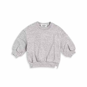 Ropa de bebé personalizada, top de chándal de Color sólido con cuello redondo, Sudadera de felpa francesa de gran tamaño con burbujas para niños - Product Image 3