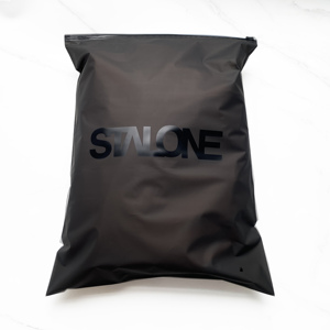 Custom Semi-Transparent Black Zipper <b>Bags</b> - Printed White Logo Frosted Plastic Zip Lock <b>Bags</b> for Clothing & Retail - Product Image 5