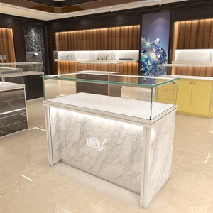 Vitrine à bijoux en acier inoxydable Vitrine ronde pour bijouterie Vitrine <span class=keywords><strong>comptoir</strong></span> en verre haut de gamme d'usine personnalisée - Product Image 4