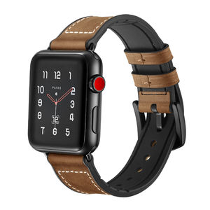 Nieuwe Aankomst Echt Lederen Siliconen Horlogebandje Voor Apple Watch <span class=keywords><strong>Band</strong></span> 38Mm 42Mm Oem - Product Image 3