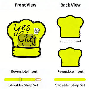 Borsa a tracolla personalizzata gialla per chef con finestra trasparente per spille e accessori, per amanti della ristorazione e dell'espressione culinaria - Product Image 1