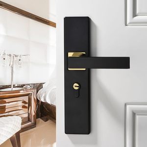 Silent European <strong>Door</strong> Handle Lockset with Ambidextrous Design Easy Installation Universal Fit Thickened Panel <strong>Black</strong> <strong>Door</strong> <strong>Knob</strong> - Product Image 4