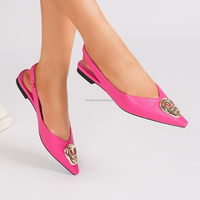 2201-1 Sandales Confort Plates pour Femmes, Slingbacks à Bout Pointu avec Boucle Métallique, Mocassins Plats Décontractés d'Automne