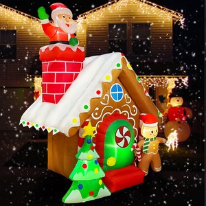 <span class=keywords><strong>Maison</strong></span> gonflable de Noël de 7 pieds avec Père Noël et lumières LED, atelier de Père Noël, décoration de jardin gonflable pour l'extérieur pour l'affichage des fêtes - Product Image 2