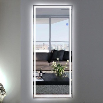 Luxury Shatter Resistant Tempered Glass Smart Rectangular Touch Switch Modern Frameless Wall-Mounted Bathroom Makeup Mirror