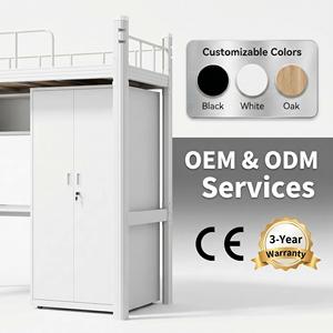Lit mezzanine avec <span class=keywords><strong>bureau</strong></span>, lit superposé en métal gain de place avec rangement, <span class=keywords><strong>bureau</strong></span> informatique intégré avec étagères de rangement multi-niveaux pour appartement - Product Image 4
