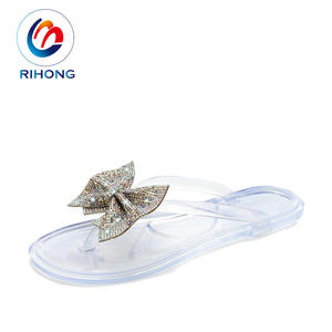 Tongues <span class=keywords><strong>d</strong></span>'extérieur pour femmes en pvc, chaussures de mode classique avec nœud de luxe, sandales plates transparentes, 2021 - Product Image 2