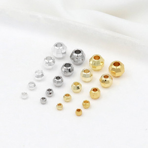 Faceted Spacer <b>Beads</b> Gold <b>Silver</b> Plated Copper Round Loose <b>Beads</b> For Bracelet Making D13 - Product Image 1