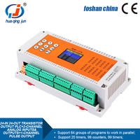 Huaqingjun 24 entradas 24 salidas de transistores PLC Entradas analógicas de 2 canales Salidas 0-10V 0-20mA Salida de pulso PLC para servomotor
