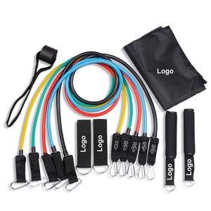 Amazon Hot Selling Gym 150Lb 11Pcs Multifunction Fitness Exercise Workout Bands Resistance Tubes With Door Anchor