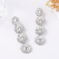 Boucles d'oreilles pendantes en alliage pour femmes, style ZA, luxe léger, rétro, minimaliste, élégant, personnalisé, design de créateur, motif fleur exagéré