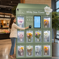 Kiosque de vente de fleurs intelligent à surveillance à distance basé sur le cloud avec verre anti-buée et tailles de casiers réglables pour les fleuristes