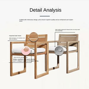 Tables et chaises d'extérieur en bois massif pour villa, cour, terrasse, hôtel, jardin, maison d'hôtes, salle à manger extérieure en teck - Product Image 4
