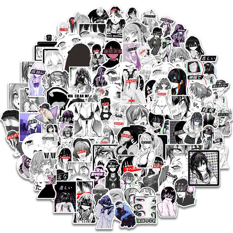 100Pcs ahegao Sexy Waifu Girl Cartoon Vinyl Decor Stickers For Notebook Laptop Waterproof Custom PVC Label