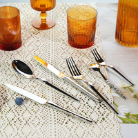 Service de vaisselle vintage en gros en vrac 18/10 couverts brillants couverts de table de luxe haut de gamme pour décoration de table de mariage