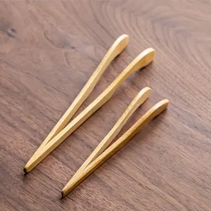 MIni pinzas de madera de bambú para alimentos, té y café, pinzas (14 cm)