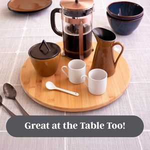 Bamboo Spice <b>Tray</b> Round 35x35x1.5cm Minimalist Kitchen <b>Storage</b> Stand For Spices - Product Image 4