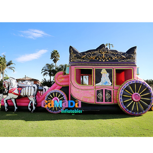 Gorila inflable comercial Castillo Carruaje de princesa Casa de rebote inflable Combo con tobogán de piscina - Product Image 6