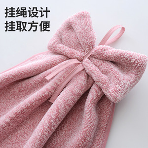 Youhe <b>Hand</b> <b>Towel</b> 35x34cm Coral Fleece Bow Design For Bathroom Kitchen - Product Image 3