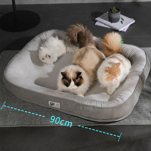 Venta al por mayor de logotipo personalizado de felpa corta gruesa esponja producto para mascotas gato perro Cama grande - Product Image 1
