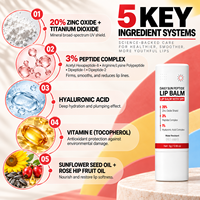 Baume à lèvres aux peptides et aux fruits, écran solaire minéral, imperméable, oxyde de zinc, anti-âge, réduit les rides des lèvres, hydratant, stick à lèvres