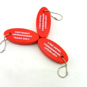 Metal Strap Red Oval cheap Pu Floating Keychain Charm Customized Logo Color Size Pu Foam Material Water Sports Floating Keyring