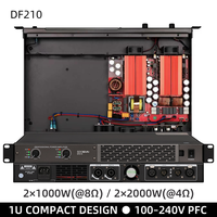 Amplificateur de puissance numérique professionnel DF210 à 2 canaux avec PFC, 2000 W sous 4 ohms, 1000 W sous 8 ohms, 1U compact, amplificateur audio professionnel pour scène et DJ