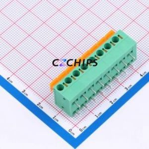 MX142R-5.08-08P-GN01-Cu-A Spring Terminal Block Bent Lead Through Hole,P=5.08mm Connector 1x8P 5.08mm Green Right Angle Insert - Product Image 1
