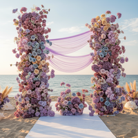 Arche de fleurs de mariage personnalisée en soie rose, centre de table pour décoration de mariage