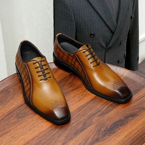 Chaussures habillées en cuir véritable pour hommes, style Oxford à bout pointu, à lacets, pour le bureau, toutes saisons, couleur unie, livraison directe - Product Image 1