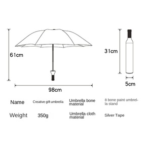 ร่มพับรูปขวดไวน์จากร้านบูติกแฟชั่นสุดสร้างสรรค์ พร้อมโลโก้โฆษณาพิมพ์ลาย สำหรับใช้งานกลางแจ้ง - Product Image 2