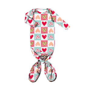 Robe pour bébé - Pyjamas noués pour nouveau-né pour bébé fille, doux, extensible, manches longues, robes pour bébé pour la Saint-Valentin <span class=keywords><strong>avec</strong></span> lien à nouer en bas - Product Image 2