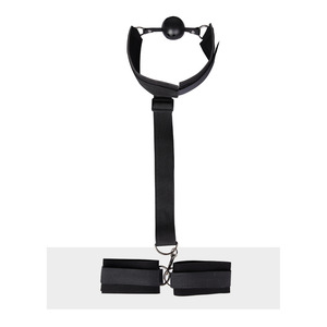 Black Webbing Hand And Neck <b>Restraint</b> With D Rings For Sexual <b>Bondage</b> Adult Use - Product Image 5