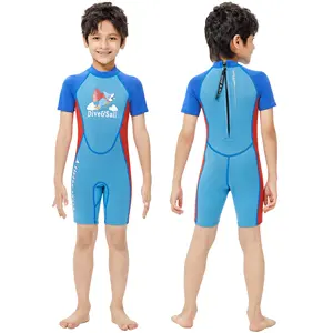 ילד ילדי ילד ילדה 2.5mm Neoprene קצר שרוול רגל מלא גוף UV להגן על חם וחוף שחייה צלילה חליפת צלילה