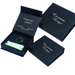 Logotipo personalizado preto gravado especialidade em papel caixa de presente do papelão para a caixa de embalagem do relógio