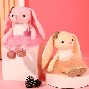 Boneka Kelinci Miffie Lucu Murah, Mainan Plush Telinga Panjang Bergaris, Bantal Boneka Kelinci untuk Anak, Hadiah Ulang Tahun yang Menenangkan, 100% Poliester 21cm/39cm PP - Product Image 1
