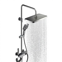 Ensemble de douche et robinetterie de salle de bain moderne en cuivre massif avec mitigeur en céramique, 4 fonctions, pour hôtels et villas, avec étagère de rangement