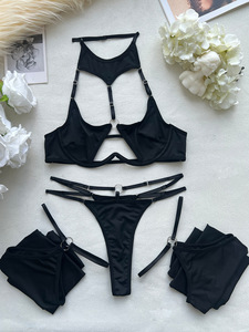 Elegante Conjunto de Lencería de Encaje Floral, Conjunto de Sujetador Push-Up y Braguita de Malla Transparente, Ropa Interior Romántica Transparente para Mujer, Nuevo Conjunto 2026 - Product Image 5