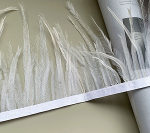 Großhandel DIY Handwerk handgemachte <span class=keywords><strong>Emu</strong></span> Fasan Feder Trimmen gefärbte Muster für Karneval Kostüm Dekorationen - Product Image 1